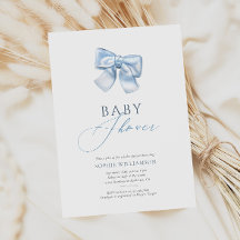 Elegant Pastel Blue Coquette Bow Baby Shower