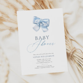 Elegant Pastel Blue Coquette Bow Baby Shower Inbjudningar