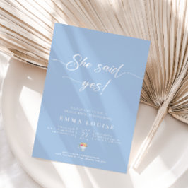 Elegant Pastel Blue Flower Tea Möhippa Brunch Inbjudningar