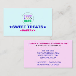 Elegant Pastel Blue & Pink Color | Bakery Logo Visitkort