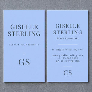 Elegant Pastel Blue Simple Minimal Monogram-Chic Visitkort
