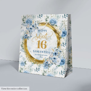 Elegant Pastel Blue Sweet sixteen Guld Glitter Bag