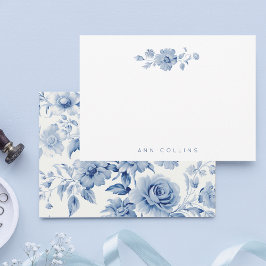 Elegant Pastel Blue Watercolor Ro Anteckningskort