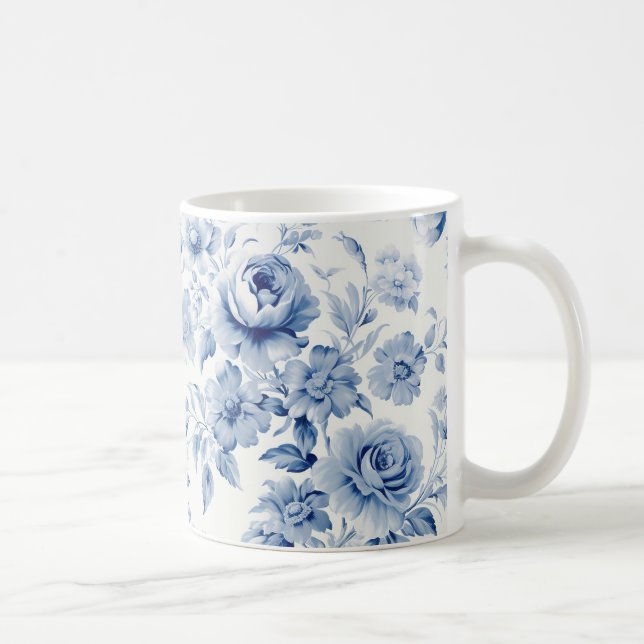 Elegant Pastel Blue Watercolor Ro Kaffemugg (Höger)