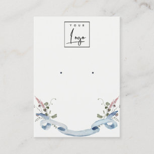 Elegant Pastel Blue Wildblommor Ribbon Logotyp Ear Visitkort