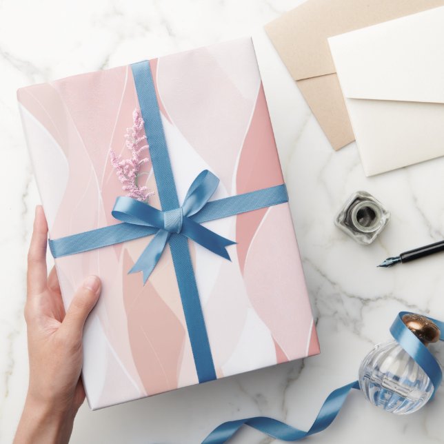 Elegant Pastel Blush Rose Wave Abstract Pattern Presentpapper (Gifting)