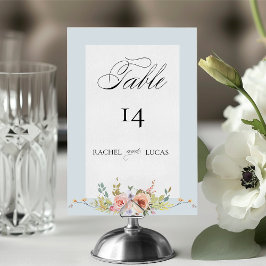 Elegant Pastel Boho Blommigt Calligraphy Bordsnummer