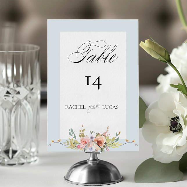 Elegant Pastel Boho Blommigt Calligraphy Bordsnummer (Skapare uppladdad)