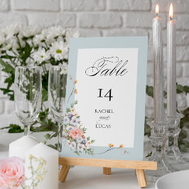Elegant Pastel Boho Blommigt Calligraphy Bordsnummer