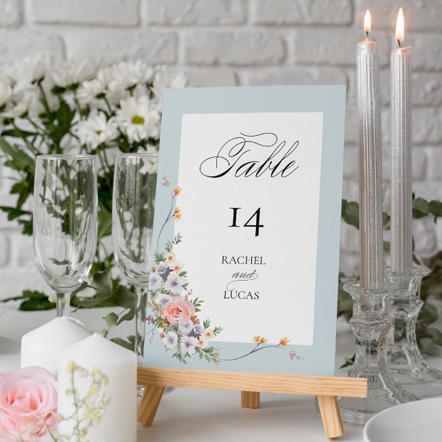 Elegant Pastel Boho Blommigt Calligraphy Bordsnummer (Skapare uppladdad)
