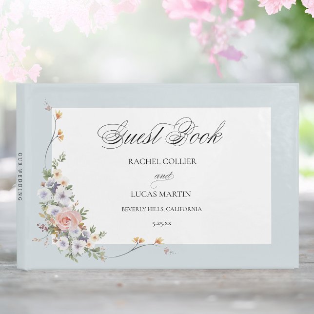 Elegant Pastel Boho Blommigt Calligraphy Gästböcker (Skapare uppladdad)