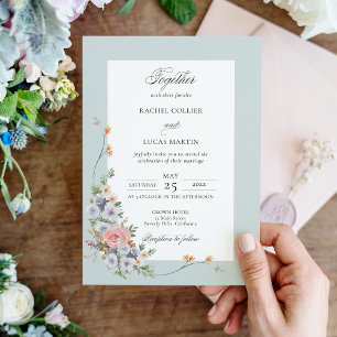 Elegant Pastel Boho Blommigt Calligraphy Inbjudningar