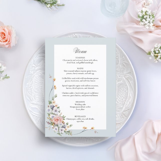 Elegant Pastel Boho Blommigt Calligraphy Meny (Skapare uppladdad)