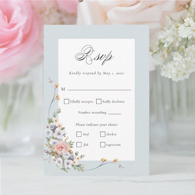 Elegant Pastel Boho Blommigt Calligraphy OSA Kort (Skapare uppladdad)
