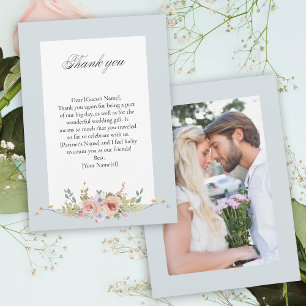 Elegant Pastel Boho Blommigt Calligraphy/Photo Tack Kort