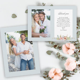 Elegant Pastel Boho Blommigt Calligraphy/Photo Tack Kort