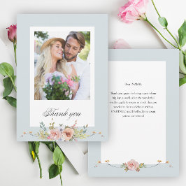 Elegant Pastel Boho Blommigt Calligraphy/Photo Tack Kort
