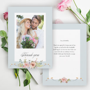 Elegant Pastel Boho Blommigt Calligraphy/Photo Tack Kort