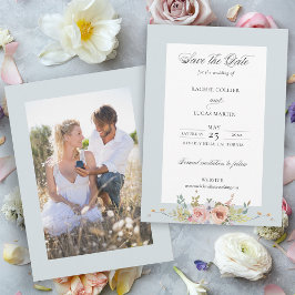 Elegant Pastel Boho Blommigt Calligraphy Spara Datumet