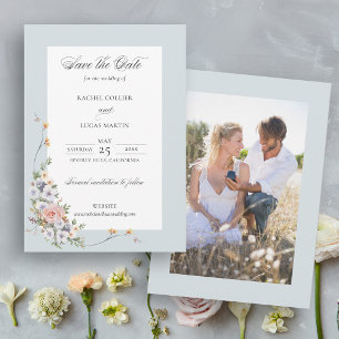 Elegant Pastel Boho Blommigt Calligraphy Spara Datumet