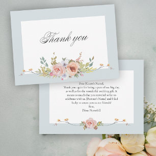 Elegant Pastel Boho Blommigt Calligraphy Tack Kort