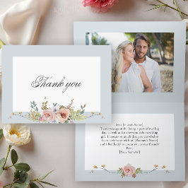 Elegant Pastel Boho Blommigt Calligraphy Tack Kort