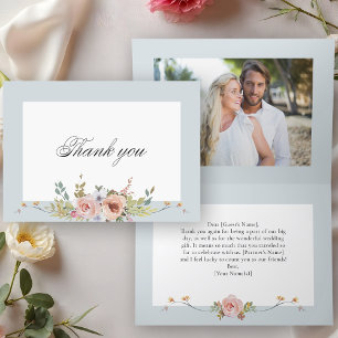 Elegant Pastel Boho Blommigt Calligraphy Tack Kort