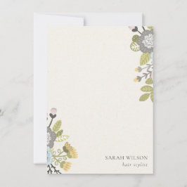 Elegant Pastel Boho  Blue Grönt Leafy Blommigt Anteckningskort