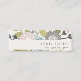 Elegant Pastel Boho  Blue Grönt Leafy Blommigt Mini Visitkort