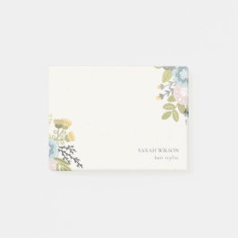 Elegant Pastel Boho  Blue Grönt Leafy Blommigt Post-it Block