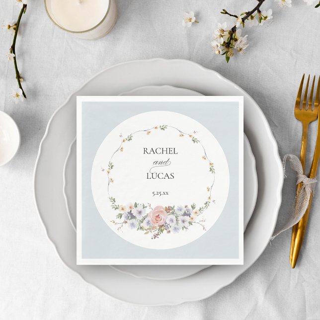 Elegant Pastel Boho Watercolor-Blommigt Pappersservett (Skapare uppladdad)