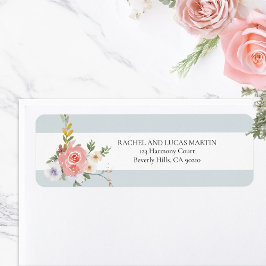 Elegant Pastel Boho Watercolor-Blommigt Returadress Etikett