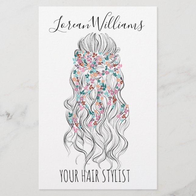 Elegant Pastel Bride Vågigt Blommigten Hair Stylin Flygblad (Framsidan)
