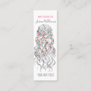 Elegant Pastel Bride Vågigt Blommigten Hair Stylin Mini Visitkort