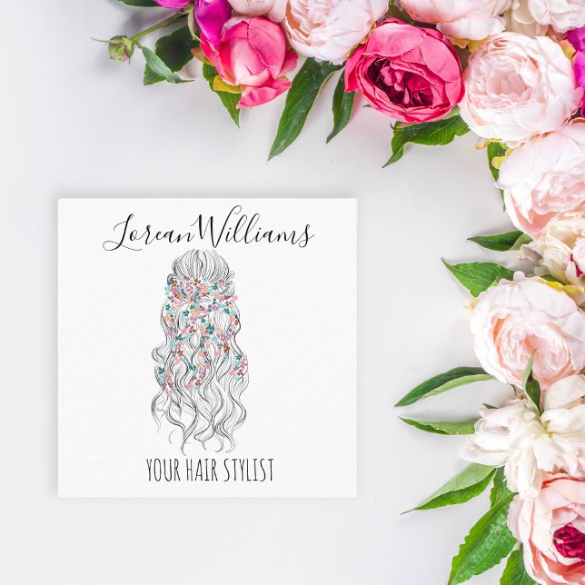 Elegant Pastel Bride Vågigt Blommigten Hair Stylin Tidsbeställning Kort (Skapare uppladdad)