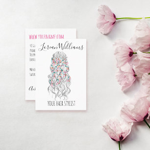 Elegant Pastel Bride Vågigt Blommigten Hair Stylin Visitkort