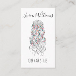 Elegant Pastel Bride Vågigt Hair Styling Blommigt  Visitkort