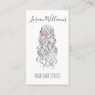 Elegant Pastel Bride Vågigt Hair Styling Blommigt Visitkort