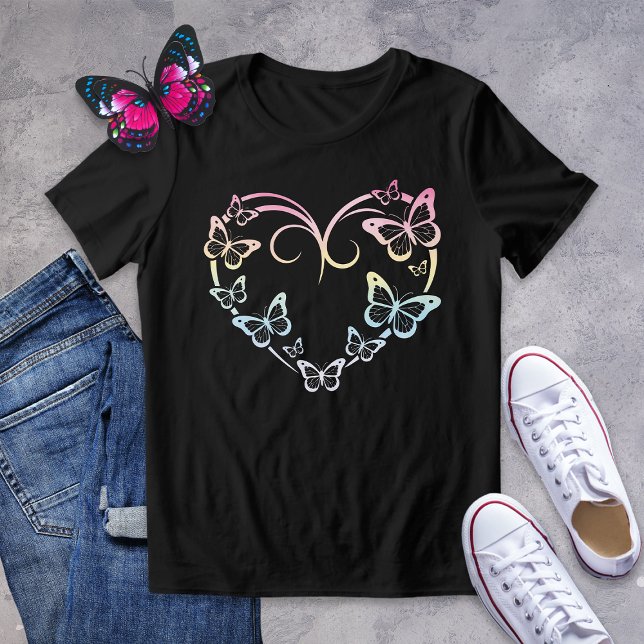 Elegant Pastel Butterfly Heart Shirt T (Skapare uppladdad)