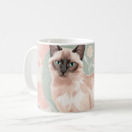 Elegant Pastel Cat Illustration with Flowers Pin Kaffemugg
