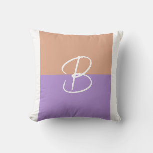 Elegant Pastel Colorblock Monogram Initial Brev Kudde