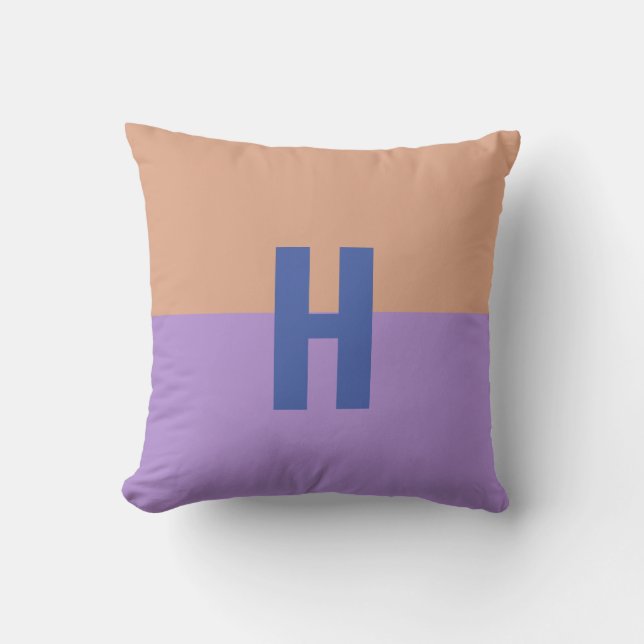 Elegant Pastel Colorblock Monogram Initial Brev Kudde (Framsida)