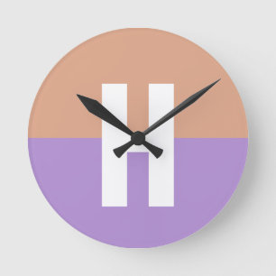 Elegant Pastel Colorblock Monogram Initial Brev Rund Klocka