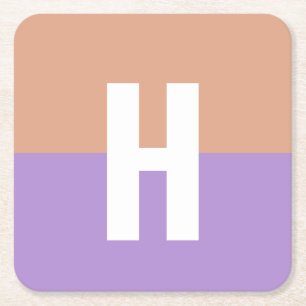 Elegant Pastel Colorblock Monogram Initial Brev Underlägg Papper Kvadrat