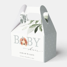 Elegant Pastel Cute Lejon Foliage Baby Shower Presentaskar