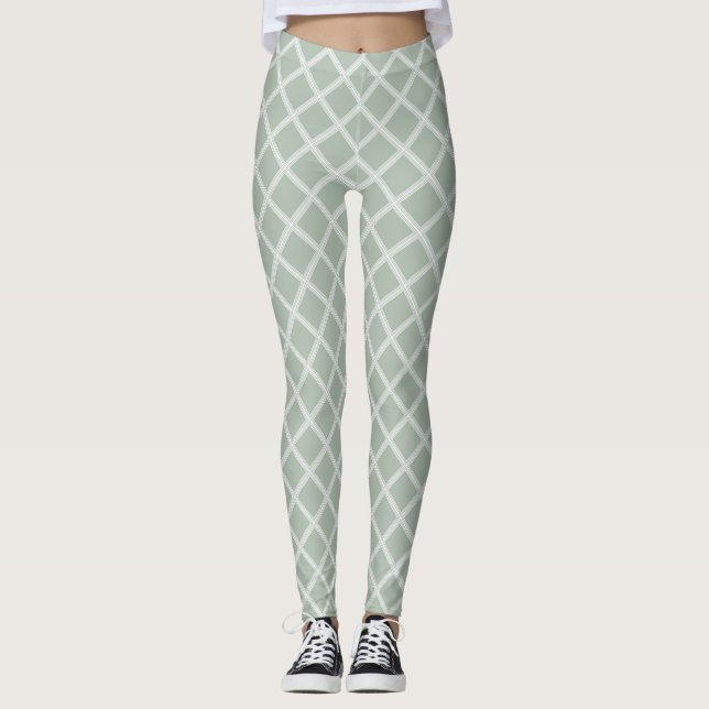 Elegant Pastel Färg Modern Grönt White Template Leggings (Framsida)