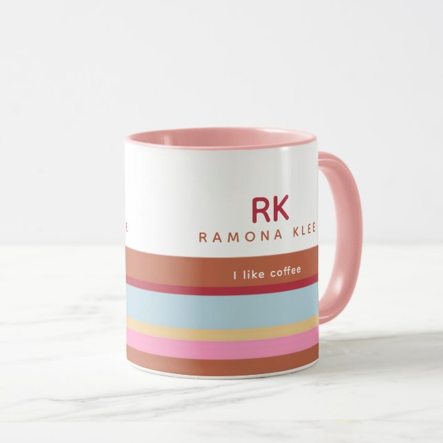 Elegant Pastel Färg Rand med Namn och Slogan Mugg (Framsida höger)