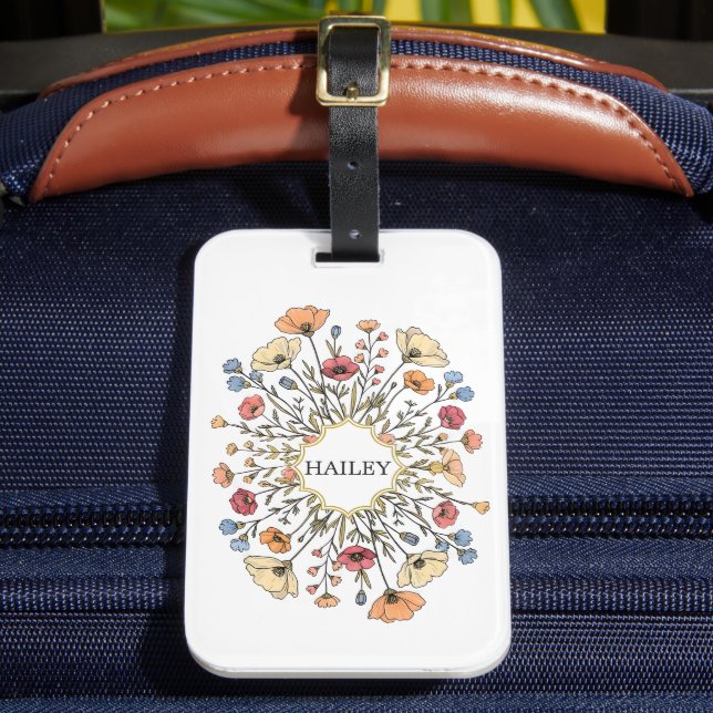 Elegant Pastel Floral Personalized Luggage Tag Bagagebricka (Framsida Insitu 2)