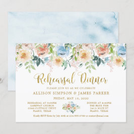 Elegant Pastel Garden Watercolor Rehearsal Dinner Inbjudningar