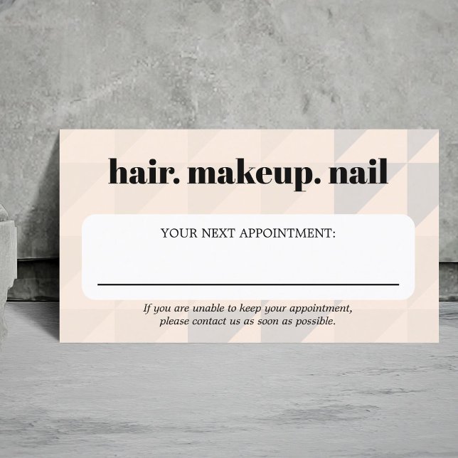 Elegant Pastel Geometric Bold Beauty Salon Tidsbeställning Kort (Skapare uppladdad)